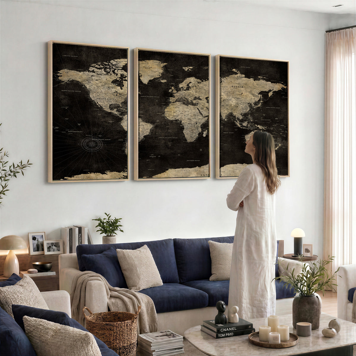 60653880-MGV-CV-36X24 - Push Pin World Map Canvas Wall Art Print, Interactive Travel