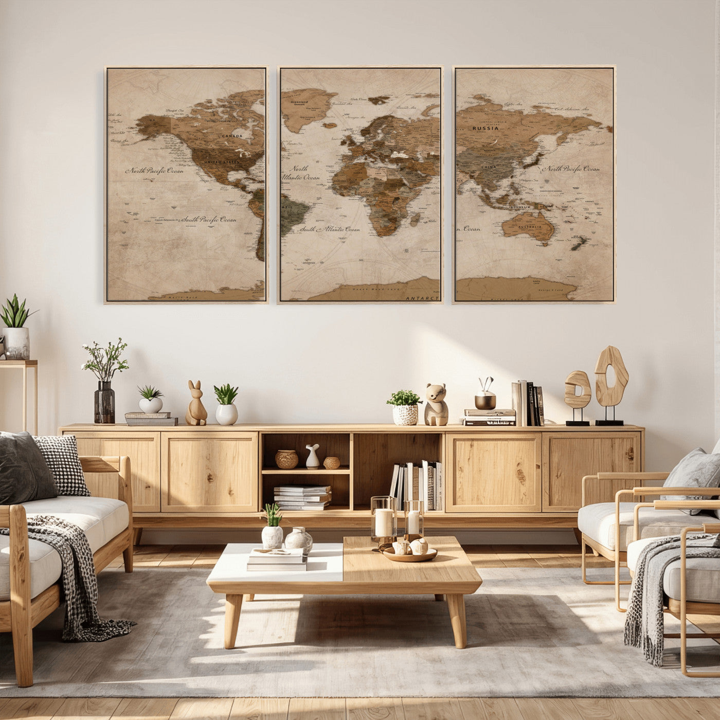 40064188-MGV-CV-36X24 - World Map Wall Art Canvas Print, Modern Decorative Framed Map Artwork Prints for Living Room, Office, Bedroom Wall Decor