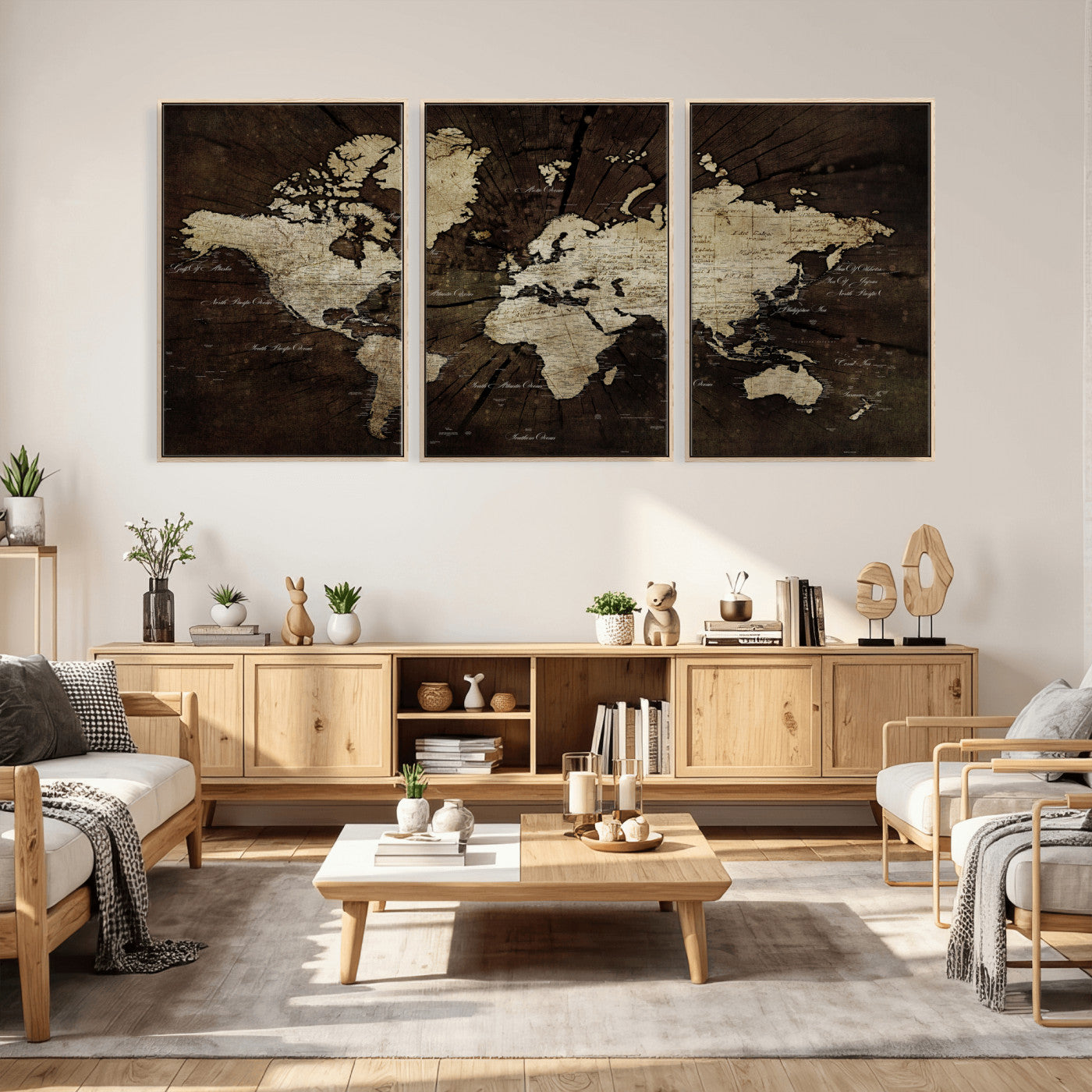40991509-MGV-CV-36X24 - World Map Wall Art Canvas Print, Modern Decorative Framed Map Artwork Prints for Living Room, Office, Bedroom Wall Decor