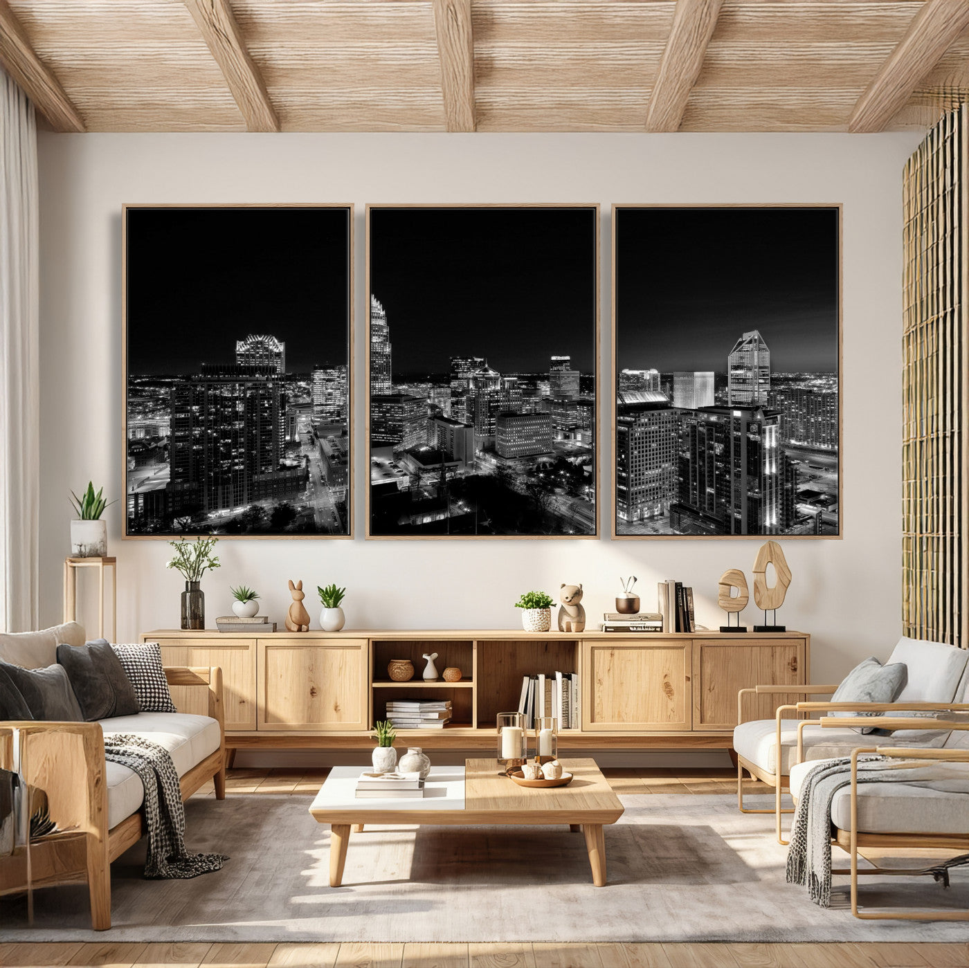 68329345-MGV-CV-36X24 - Atlanta Skyline Wall Art Canvas Print, Atlanta Downtown Night Cityscape Print for Modern Urban Wall Decor