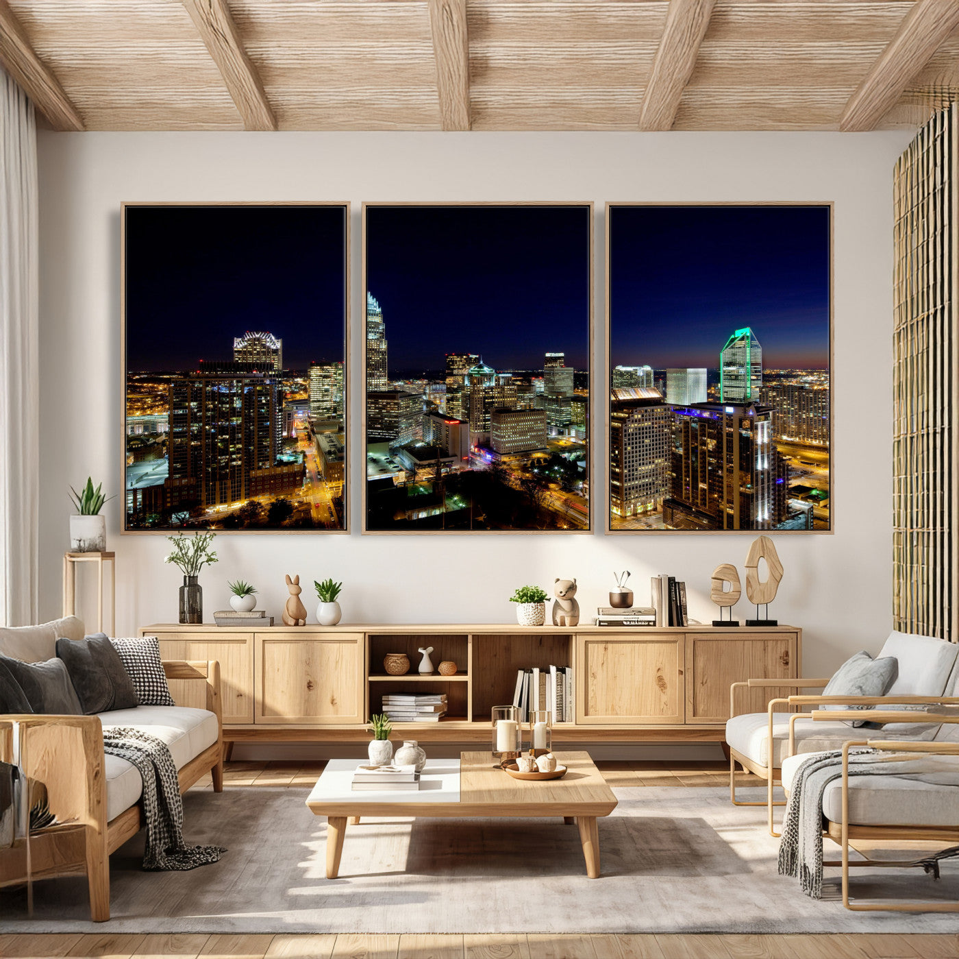 47163738-MGV-CV-36X24 - Atlanta Skyline Wall Art Canvas Print, Atlanta Downtown Night Cityscape Print for Modern Urban Wall Decor