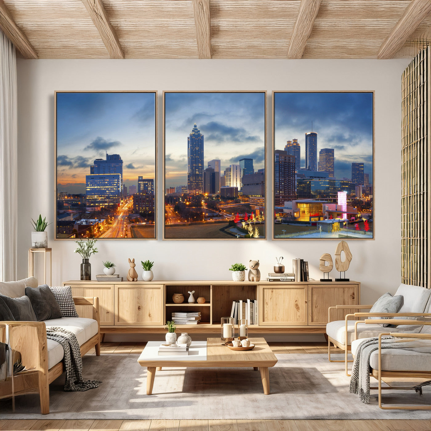 18461309-MGV-CV-36X24 - Atlanta Skyline Wall Art Canvas Print, Atlanta Downtown Night Cityscape Print for Modern Urban Wall Decor