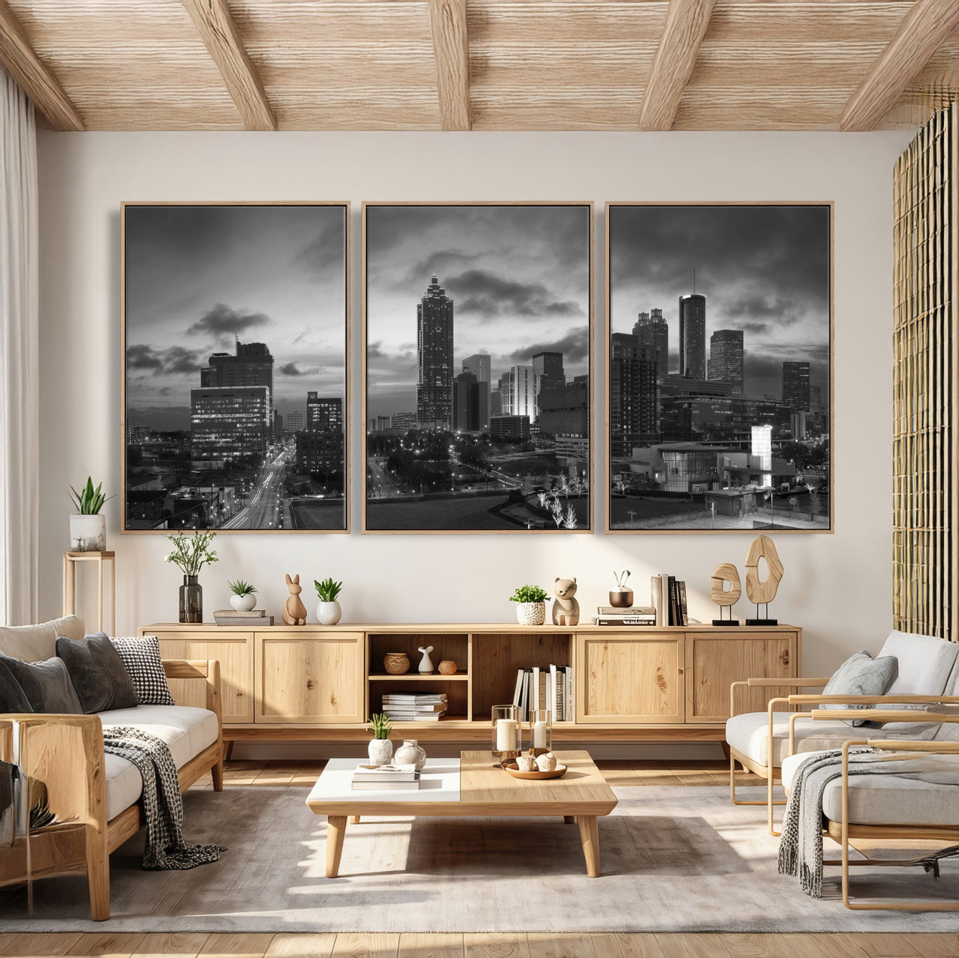 91959506-MGV-CV-36X24 - Atlanta Skyline Wall Art Canvas Print, Atlanta Downtown Night Cityscape Print for Modern Urban Wall Decor