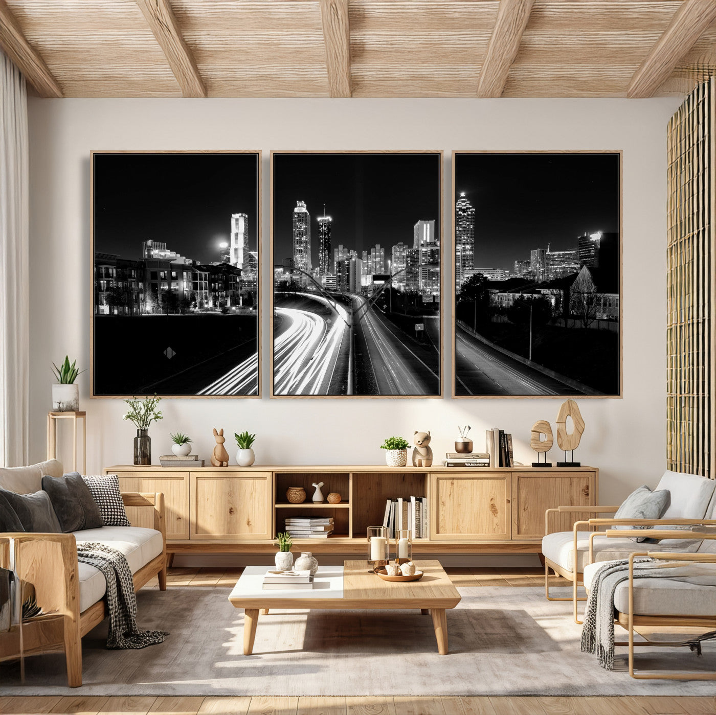 80330064-MGV-CV-36X24 - Atlanta Skyline Wall Art Canvas Print, Atlanta Downtown Night Cityscape Print for Modern Urban Wall Decor