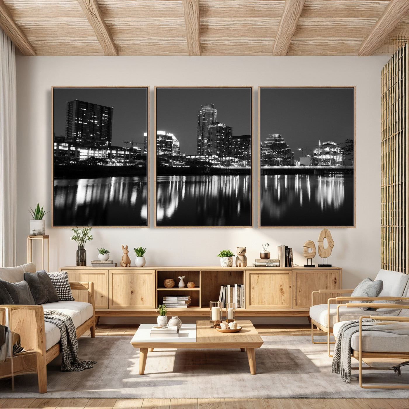 38129554-MGV-CV-36X24 - Austin Skyline Wall Art Canvas Print, Austin Downtown Night Cityscape Print for Modern Urban Wall Decor