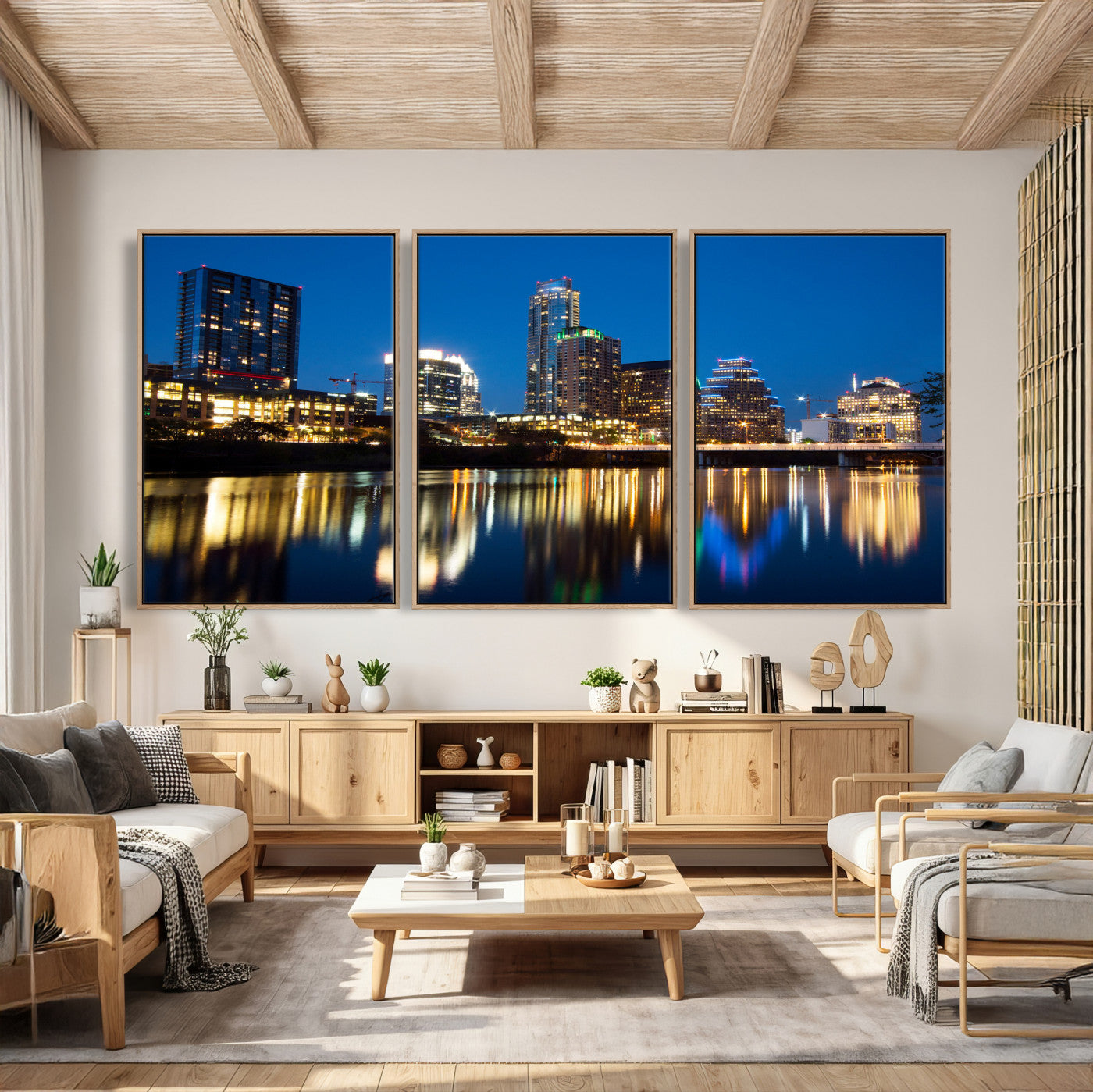 21916206-MGV-CV-36X24 - Austin Skyline Wall Art Canvas Print, Austin Downtown Night Cityscape Print for Modern Urban Wall Decor