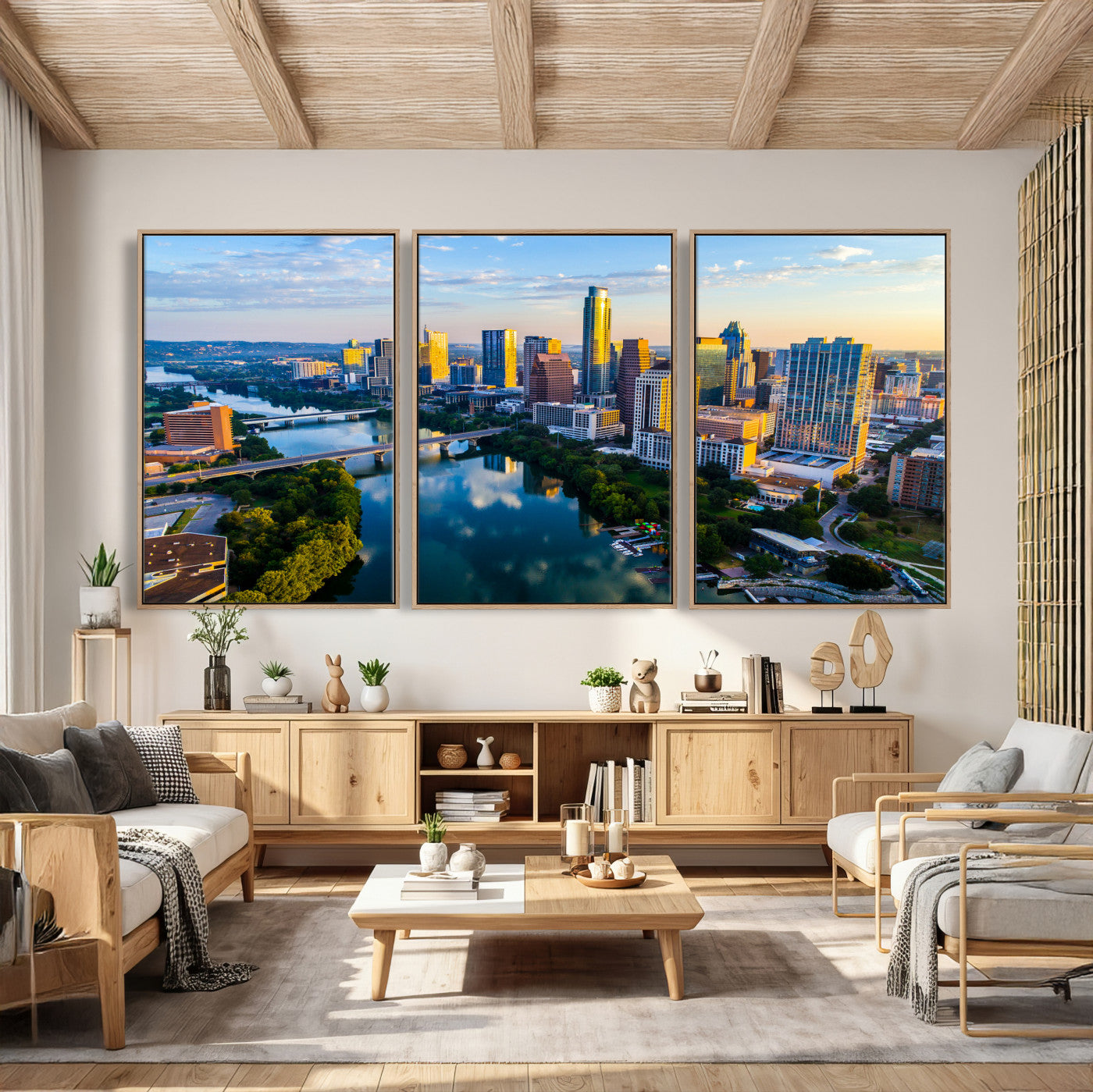 33675326-MGV-CV-36X24 - Austin Skyline Wall Art Canvas Print, Austin Downtown Night Cityscape Print for Modern Urban Wall Decor