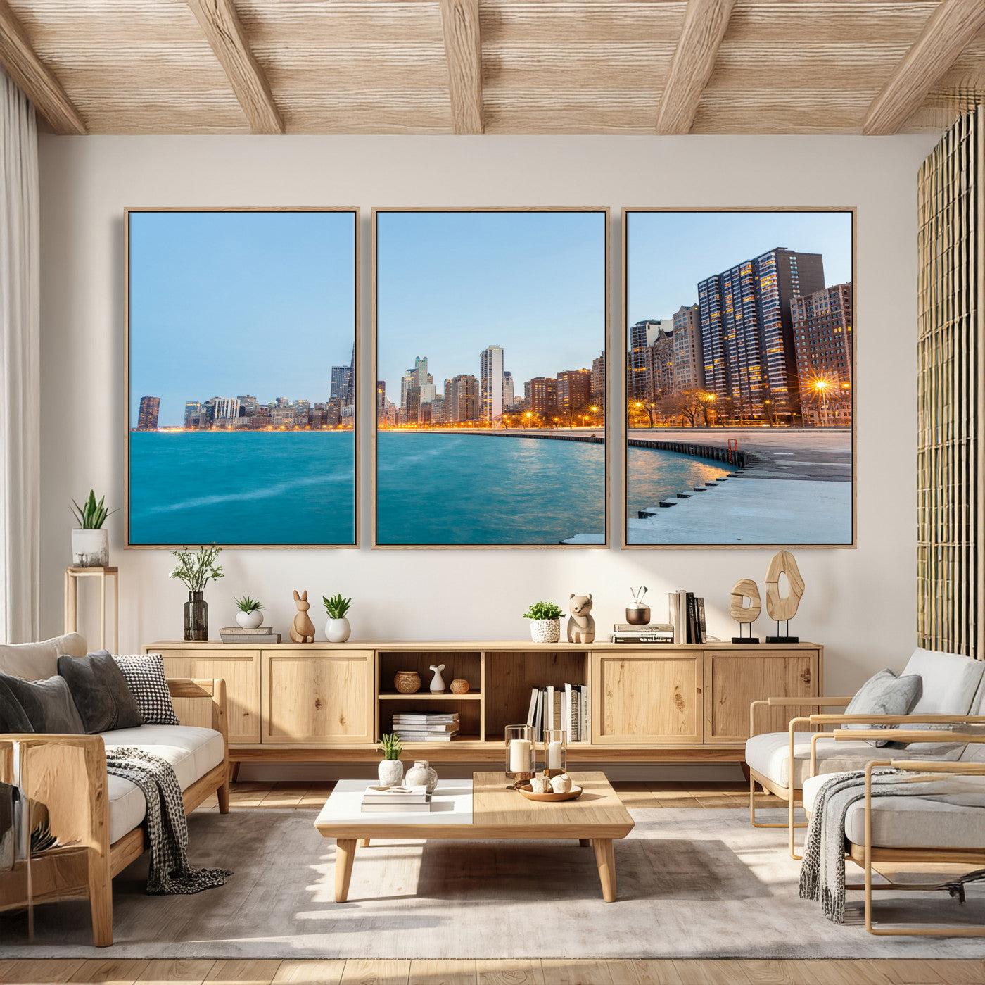 66780141-MGV-CV-36X24 - Chicago Wall Art Canvas Print, Chicago City Downtown Night Cityscape Print for Modern Urban Wall Decor