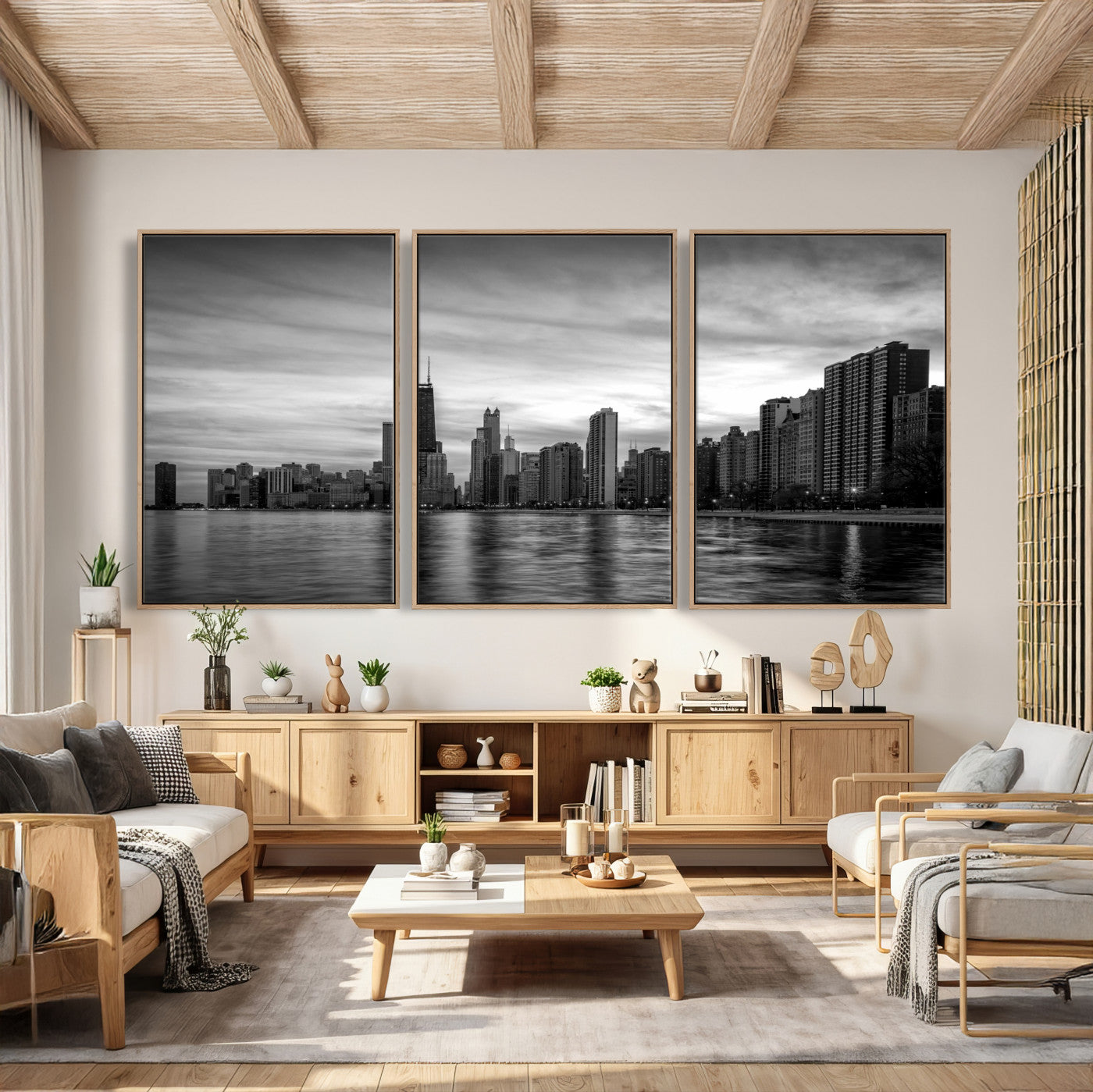 74552581-MGV-CV-36X24 - Chicago Wall Art Canvas Print, Chicago City Downtown Night Cityscape Print for Modern Urban Wall Decor