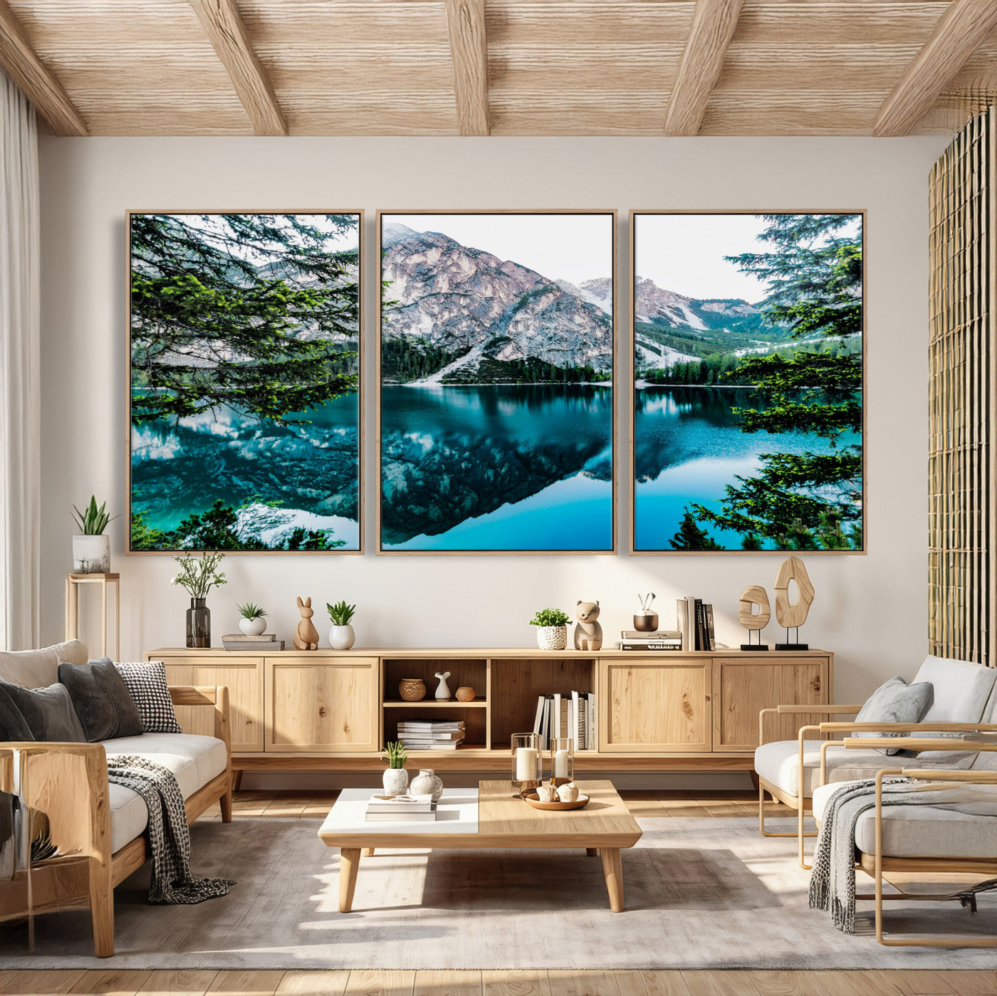 61202865-MGV-CV-36X24 - Alpine Mountain Lake Wall Art Canvas Print – Turquoise Reflection Landscape Photography Artwork Print for Living Room, Cabin, and Nature Home Decor