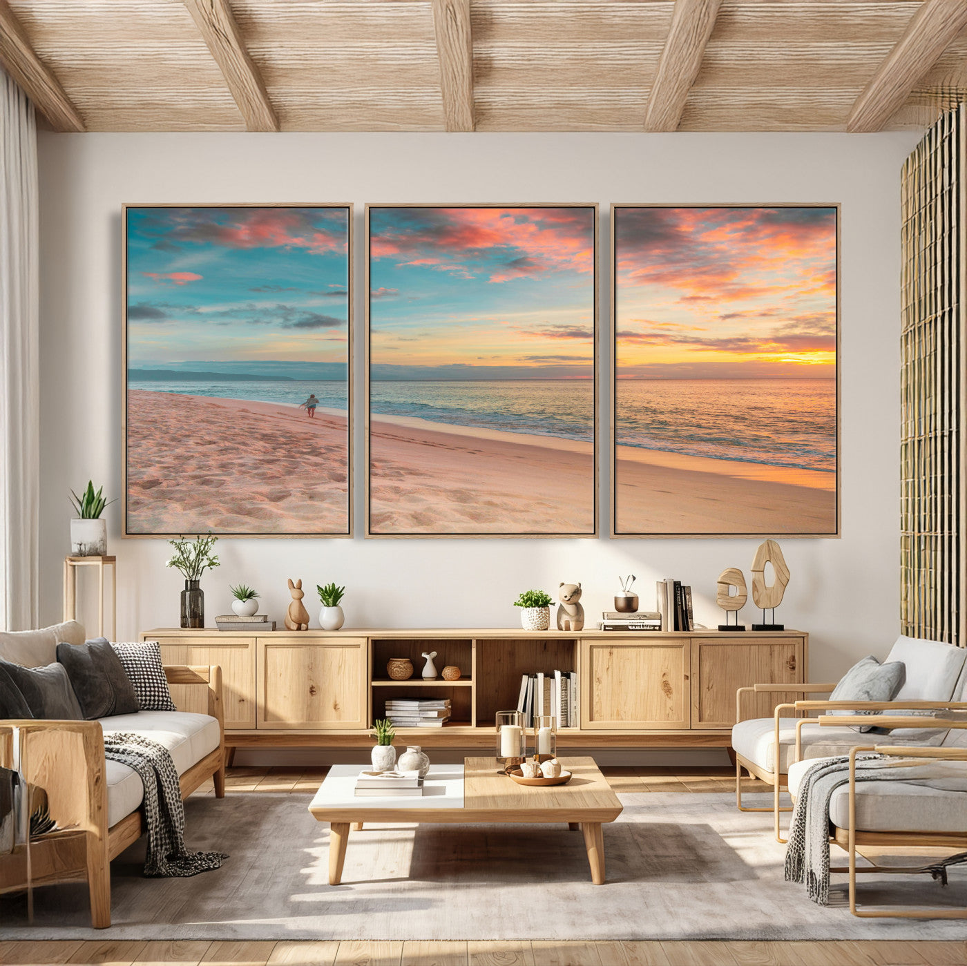 24511398-MGV-CV-36X24 - Beach Walk Wall Art Canvas Print – Soft Coastal Photography Artwork Print for Bedroom, Living Room, and Serene Home Decor