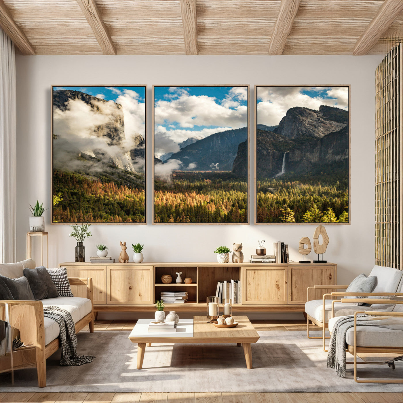 18271001-MGV-CV-36X24 - Yosemite Valley River Landscape Wall Art Canvas Print, Granite Cliffs Forest River Canvas Print, California National Park Moody Scenic Art Printi