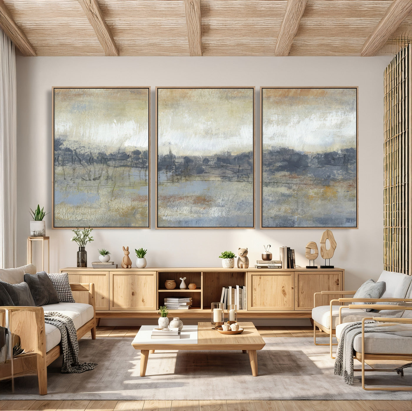 73973590-MGV-CV-36X24 - Abstract Neutral Landscape Painting Wall Art Canvas Print, Modern Minimal Texture Horizon Canvas Print, Beige Gray Contemporary Abstract Art Printing