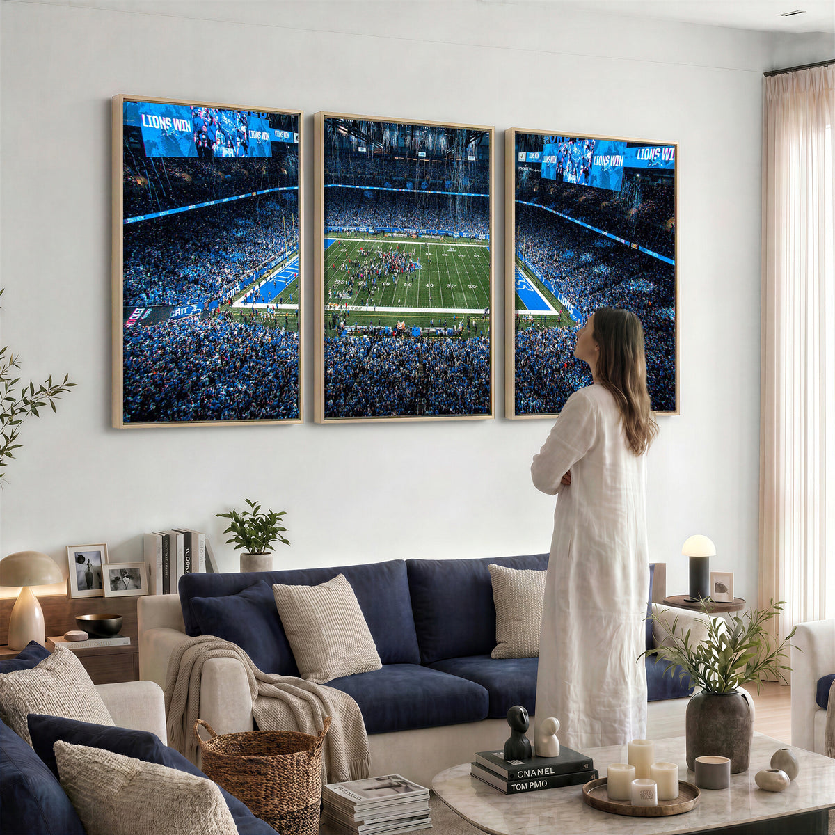 80882005-MGV-CV-36X24 - Detroit Lions Stadium Wall Art Canvas Print, Football Field Panorama