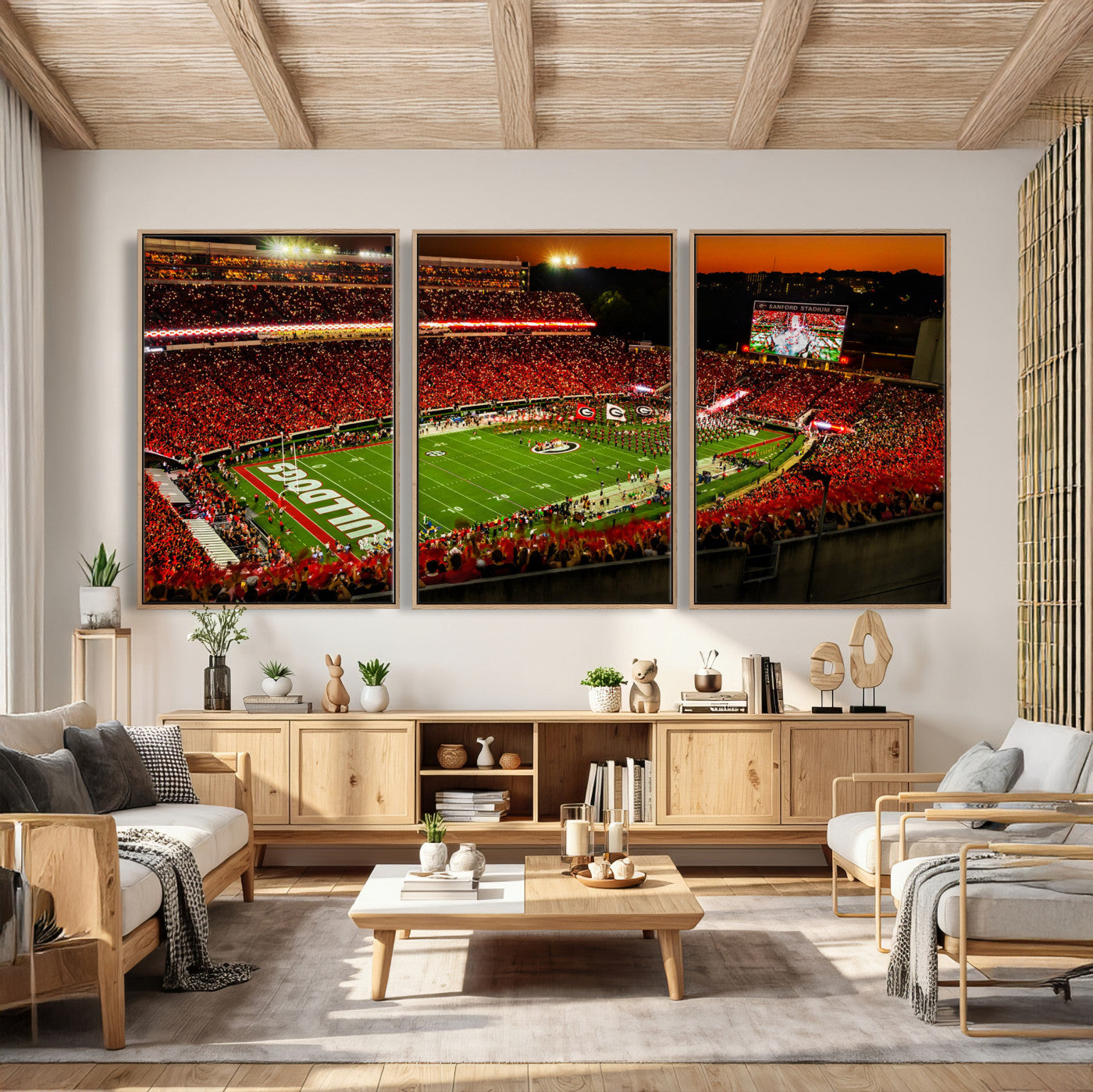 48894104-MGV-CV-36X24 - Georgia Bulldogs Stadium Wall Art Canvas Print, Sanford Stadium Night Game Panorama, College Football Crowd Wall Decor
