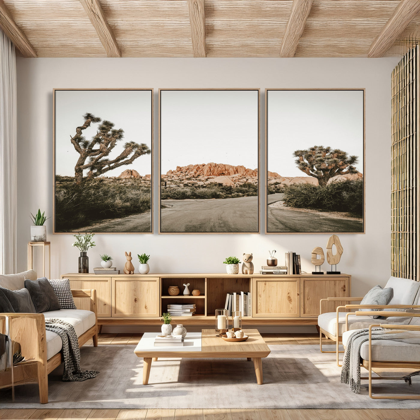 97248544-MGV-CV-36X24 - Joshua Tree Desert Wall Art Canvas Print, Minimal Southwestern Landscape Nature Wall Decor for Modern and Boho Interiors