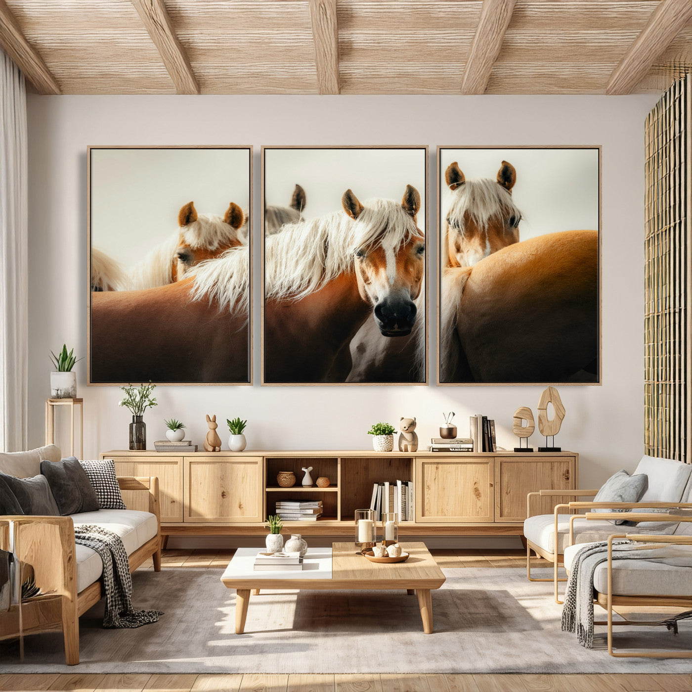 71904941-MGV-CV-36X24 - Wild Horse Herd Wall Art Canvas Print, Natural Horse Portrait Nature Wall Decor for Living Room and Office