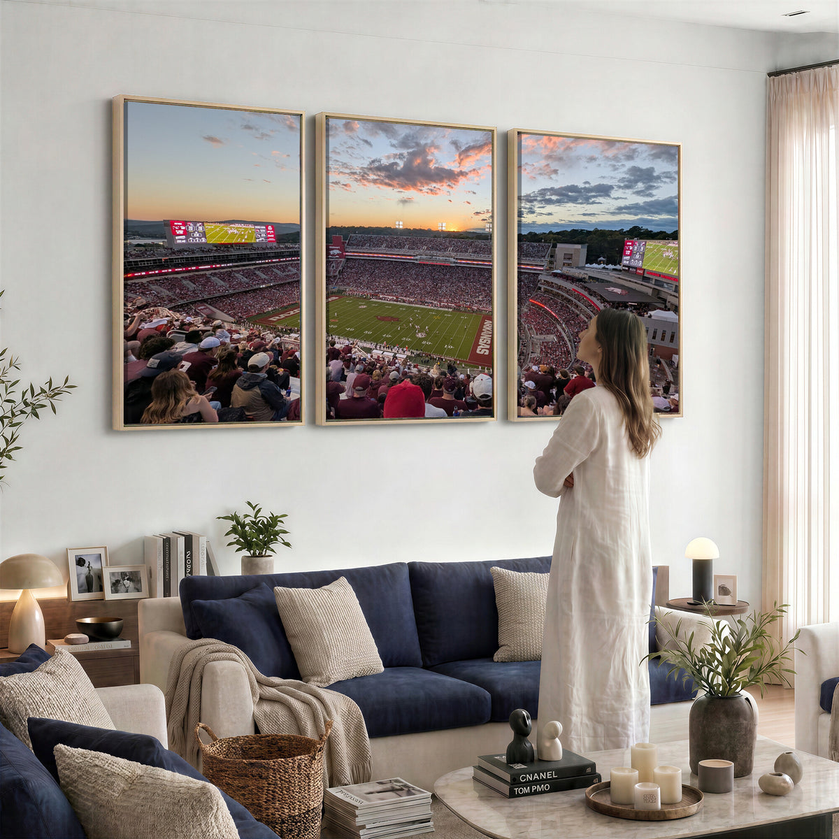71837429-MGV-CV-36X24 - Donald W. Reynolds Razorback Stadium Wall Art Canvas Print – Arkansas Razorbacks Football Artwork for Home, Office, and Sports Room Decor