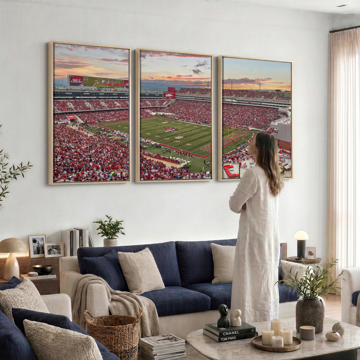 82233065-MGV-CV-36X24 - Donald W. Reynolds Razorback Stadium Wall Art Canvas Print – Arkansas Razorbacks Football Artwork for Home, Office, and Sports Room Decor
