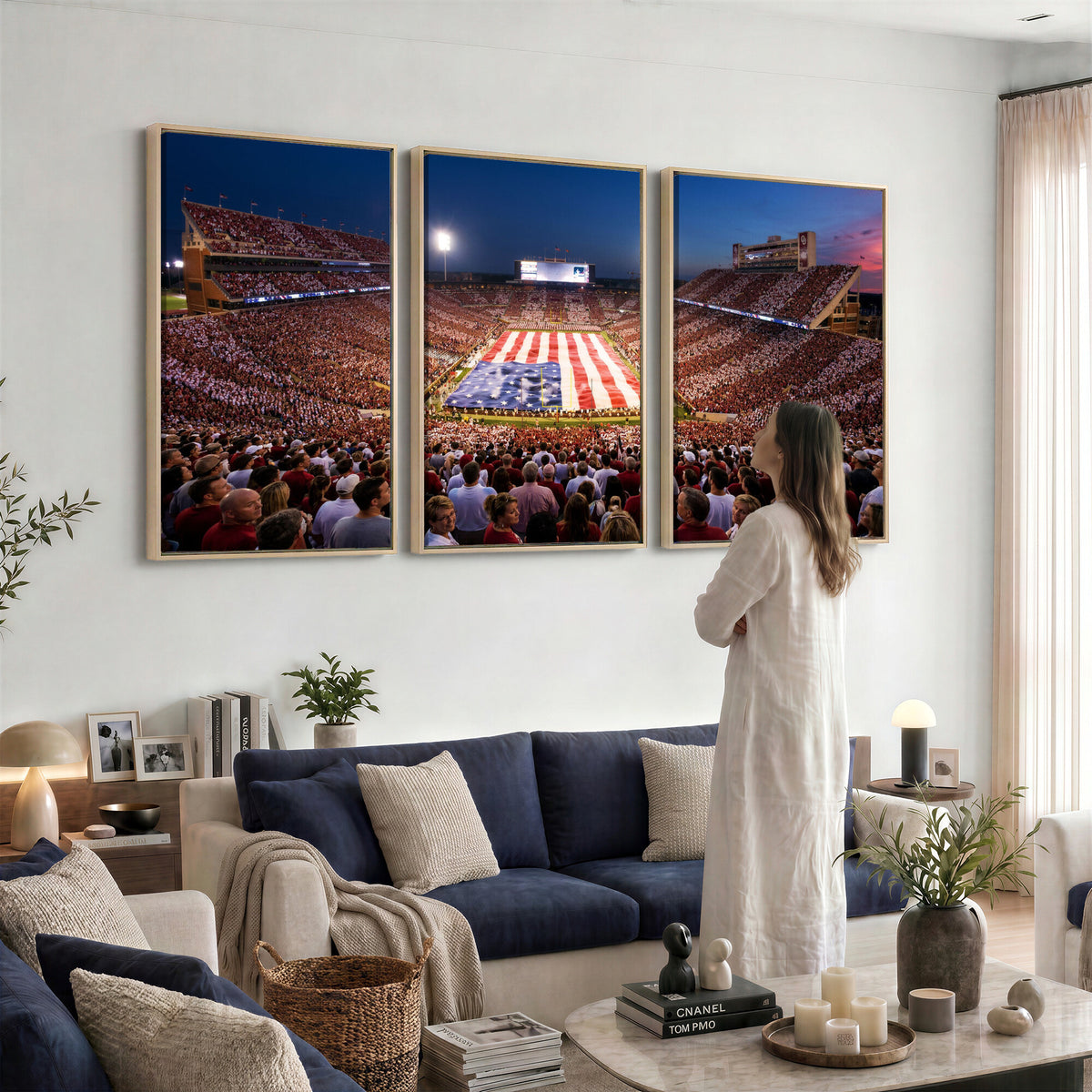 59917418-MGV-CV-36X24 - Oklahoma Memorial Stadium Wall Art Canvas Print | Oklahoma Sooners Football Artwork for Home, Office, and Sports Room Decor