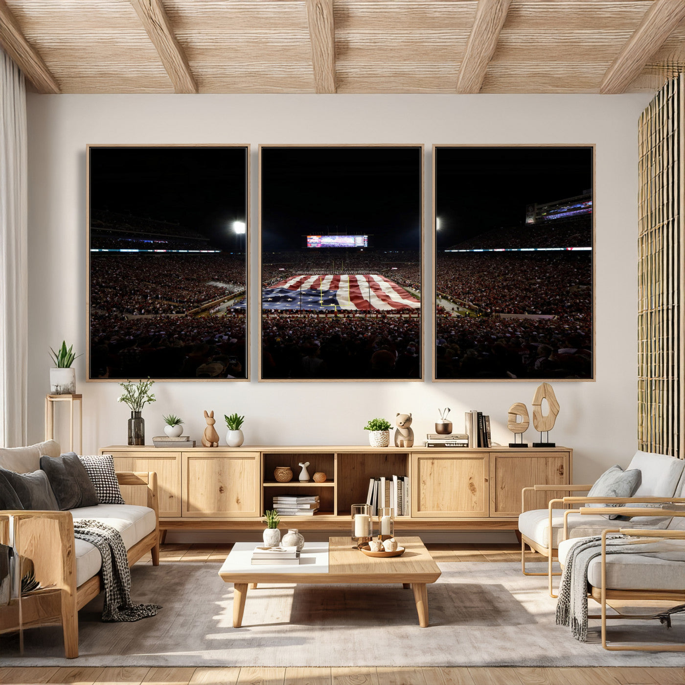 98418189-MGV-CV-36X24 - Oklahoma Memorial Stadium Wall Art Canvas Print – Oklahoma Sooners Football Artwork for Home, Office, and Sports Room Decor