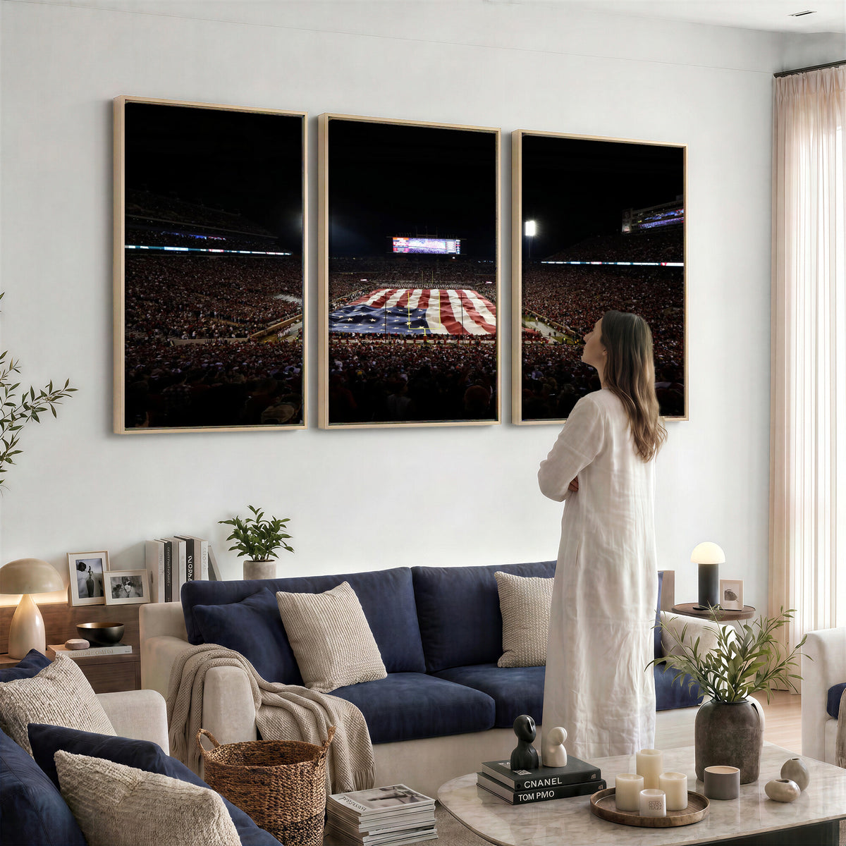 98418189-MGV-CV-36X24 - Oklahoma Memorial Stadium Wall Art Canvas Print – Oklahoma Sooners Football Artwork for Home, Office, and Sports Room Decor
