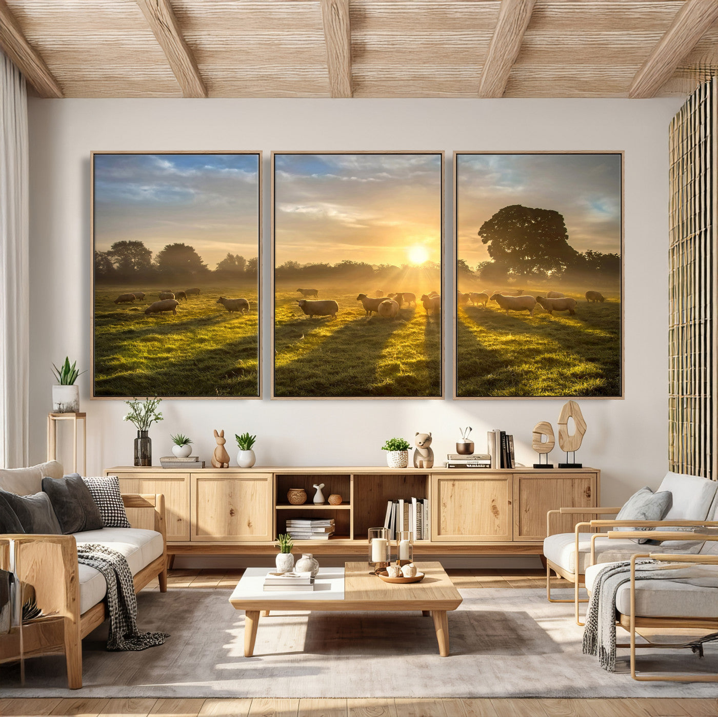70307422-MGV-CV-36X24 - Sheep Pasture Wall Art Canvas Print – Rural Farm Animal Artwork