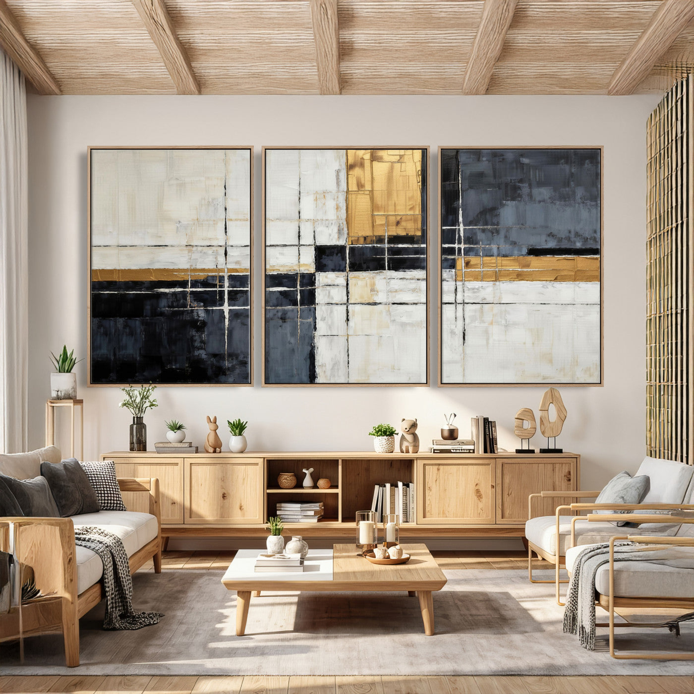 78975677-MGV-CV-36X24 - Gold Abstract Wall Art Canvas Print, Modern Luxury Geometric Painting Wall Decor for Living Room and Office