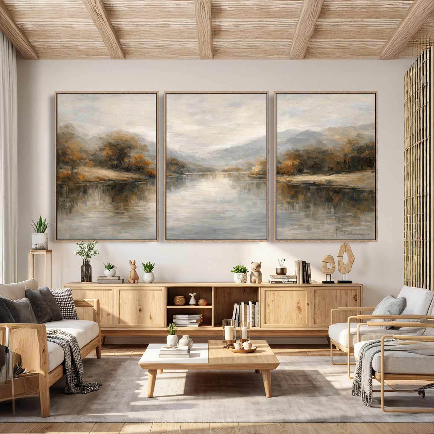 62194542-MGV-CV-36X24 - Abstract Landscape Wall Art Canvas Print, Modern Lake Printing Wall Decor for Contemporary Interiors