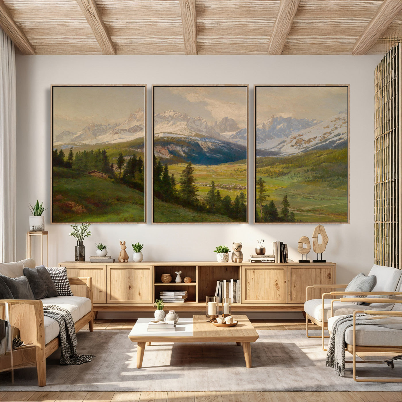 60864994-MGV-CV-36X24 - Konrad Petrides View From Mount Helm Wall Art Canvas Print - Watercolor Sexten and the Sextener Sonnenuhr Art Canvas Print