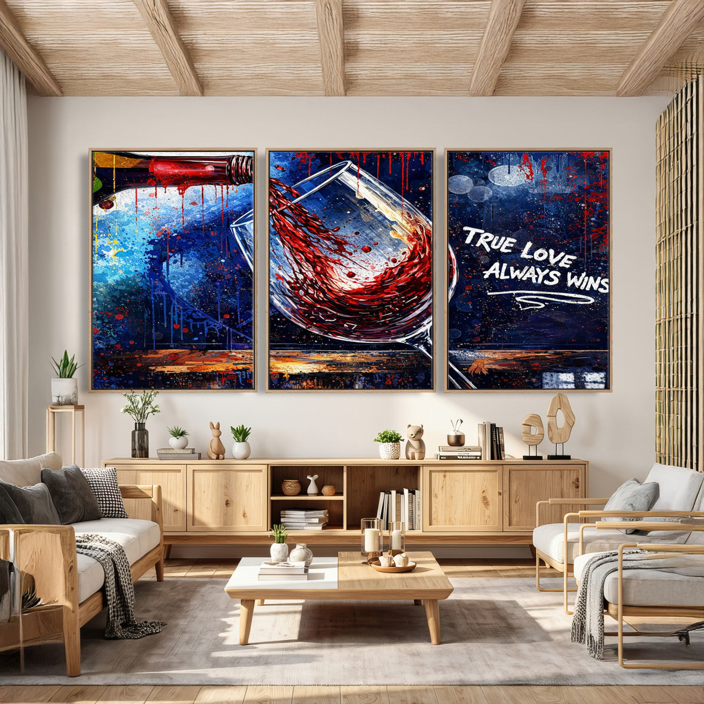 88788932-MGV-CV-36X24 - Red Wine Splash Abstract Wall Art Canvas Print, Modern Wine Glass Painting Canvas Print, Romantic Quote Contemporary Bar Art Print