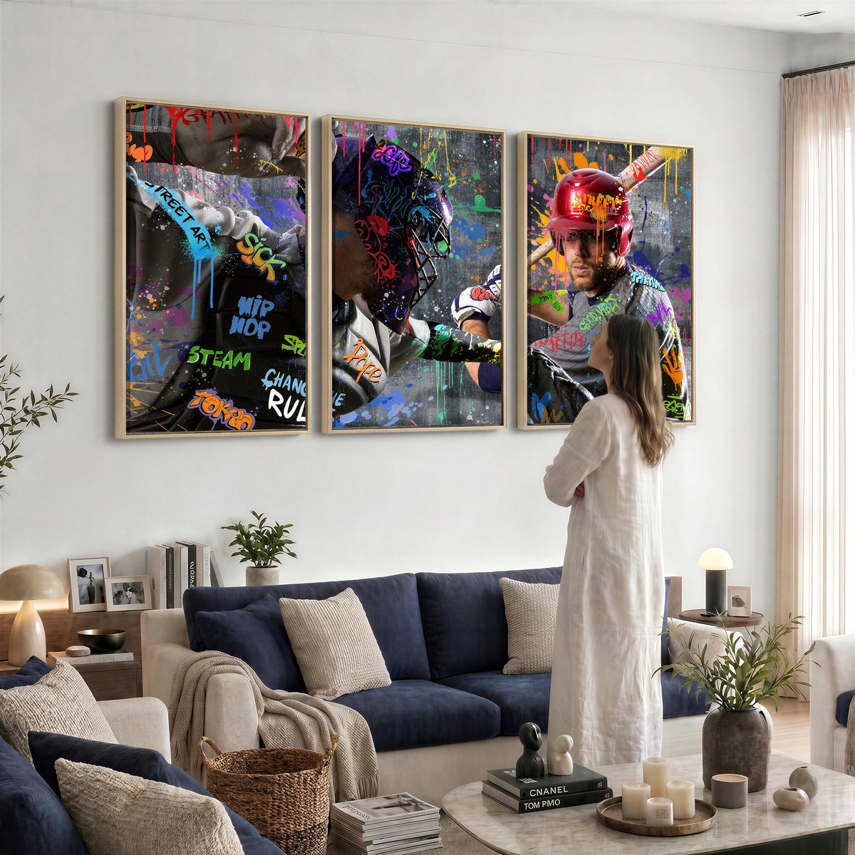 19634994-MGV-CV-36X24 - Graffiti Baseball Player Street Art Wall Art Canvas Print