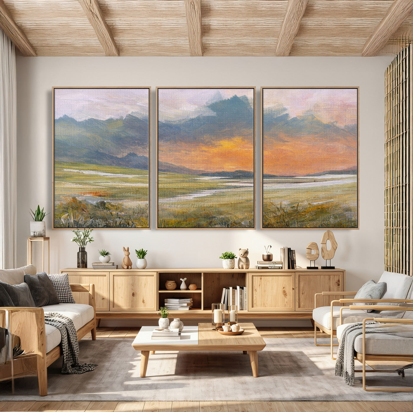 39892091-MGV-CV-36X24 - Mountain Sunset Wall Art Canvas Print Vintage Landscape Panorama Rustic Nature Decor