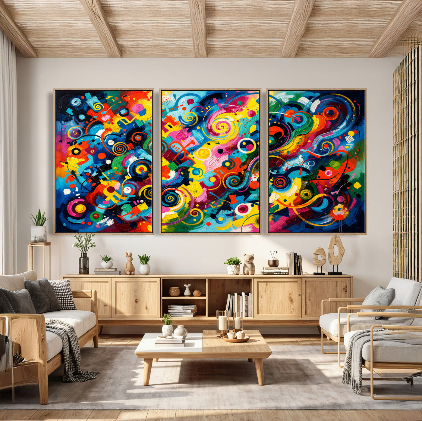 4712069R1-MGV-CV-36X24 - Geometric Abstract Wall Art Canvas Print, Bold Color Abstract Expressionist Painting Print, Modern Geometric Abstract Canvas Art