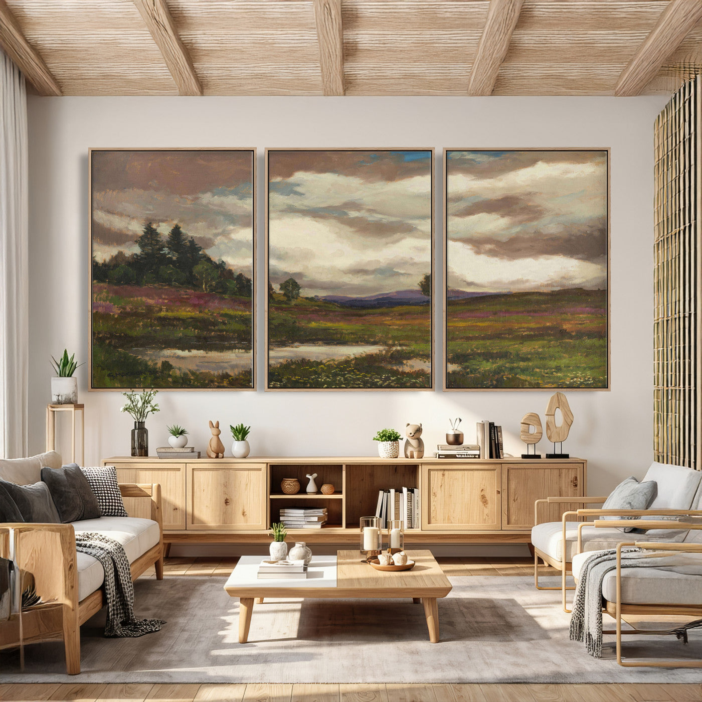 96795851-MGV-CV-36X24 - Gustav Macoun Heathland Canvas Print, Czech Landscape Oil Painting Reproduction, Purple Heather Moorland Art, Vintage European Nature Decor