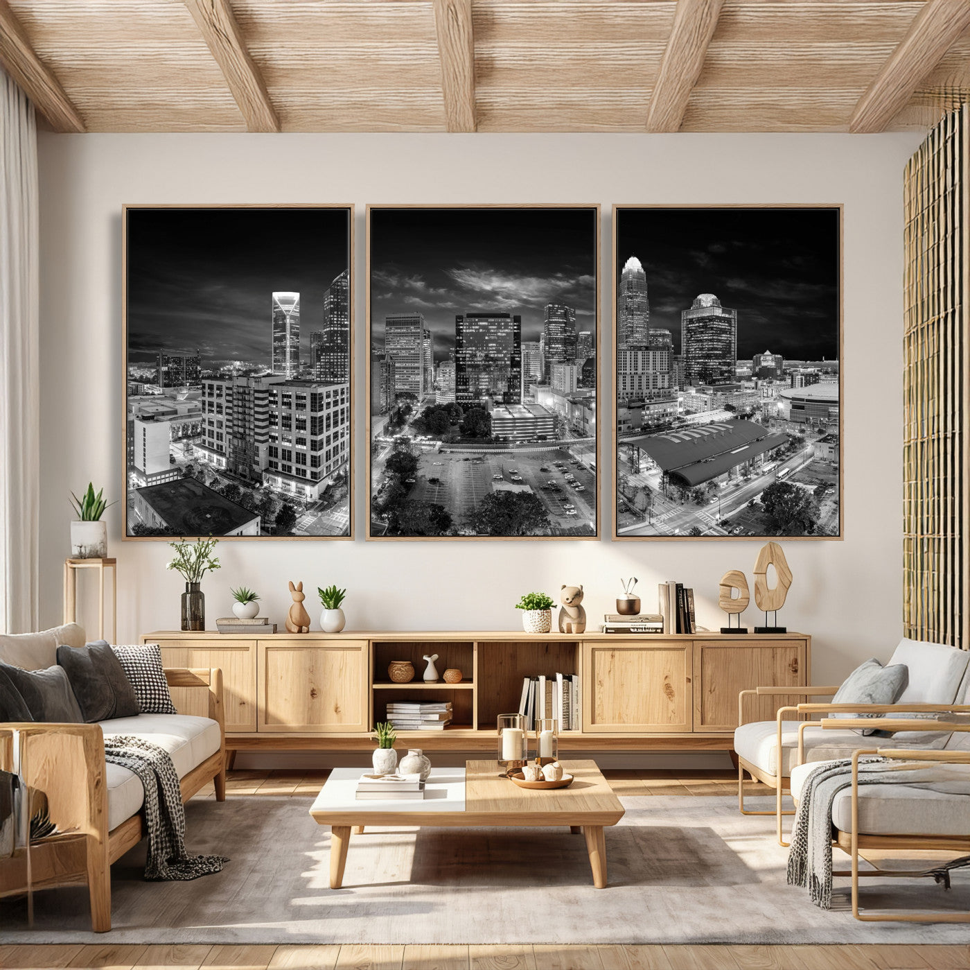 60105075-MGV-CV-36X24 - Charlotte Skyline Canvas Wall Art Print – North Carolina Cityscape Photography Print