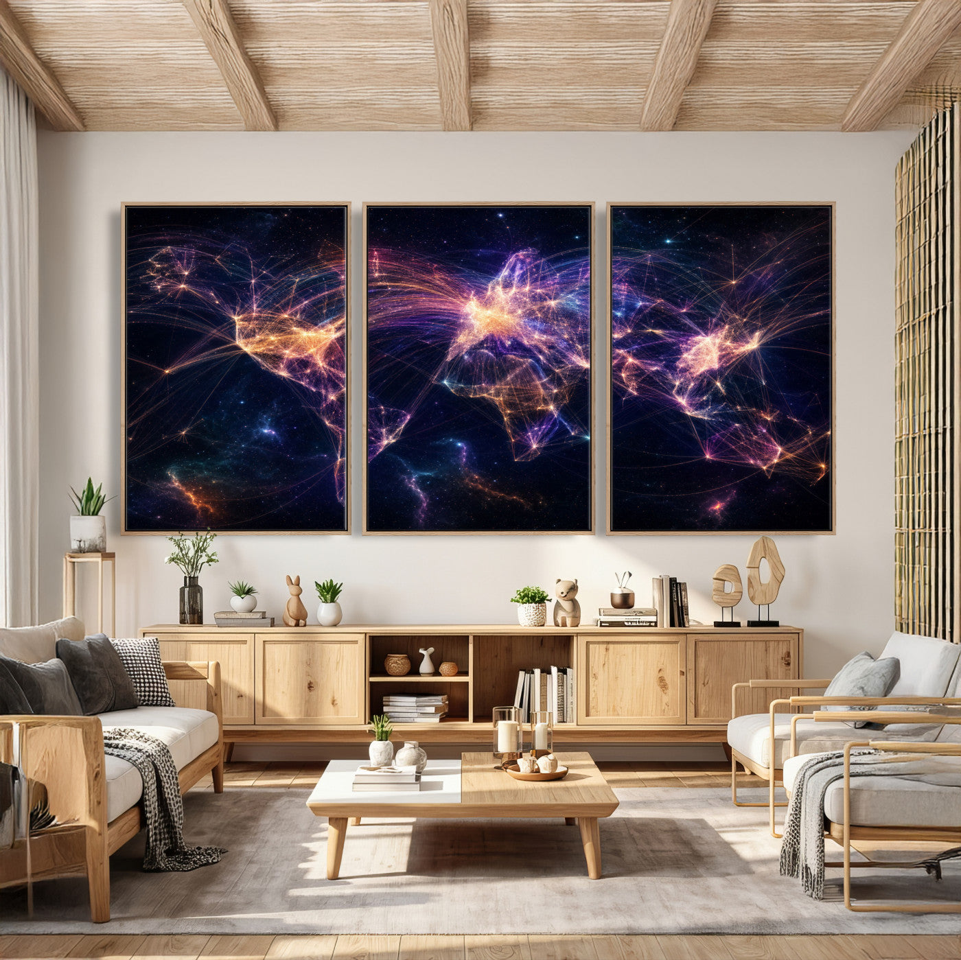 75155491-MGV-CV-36X24 - Global Flight Routes Map Canvas Wall Art, Worldwide Aviation Network Print, International Air Travel Wall Decor