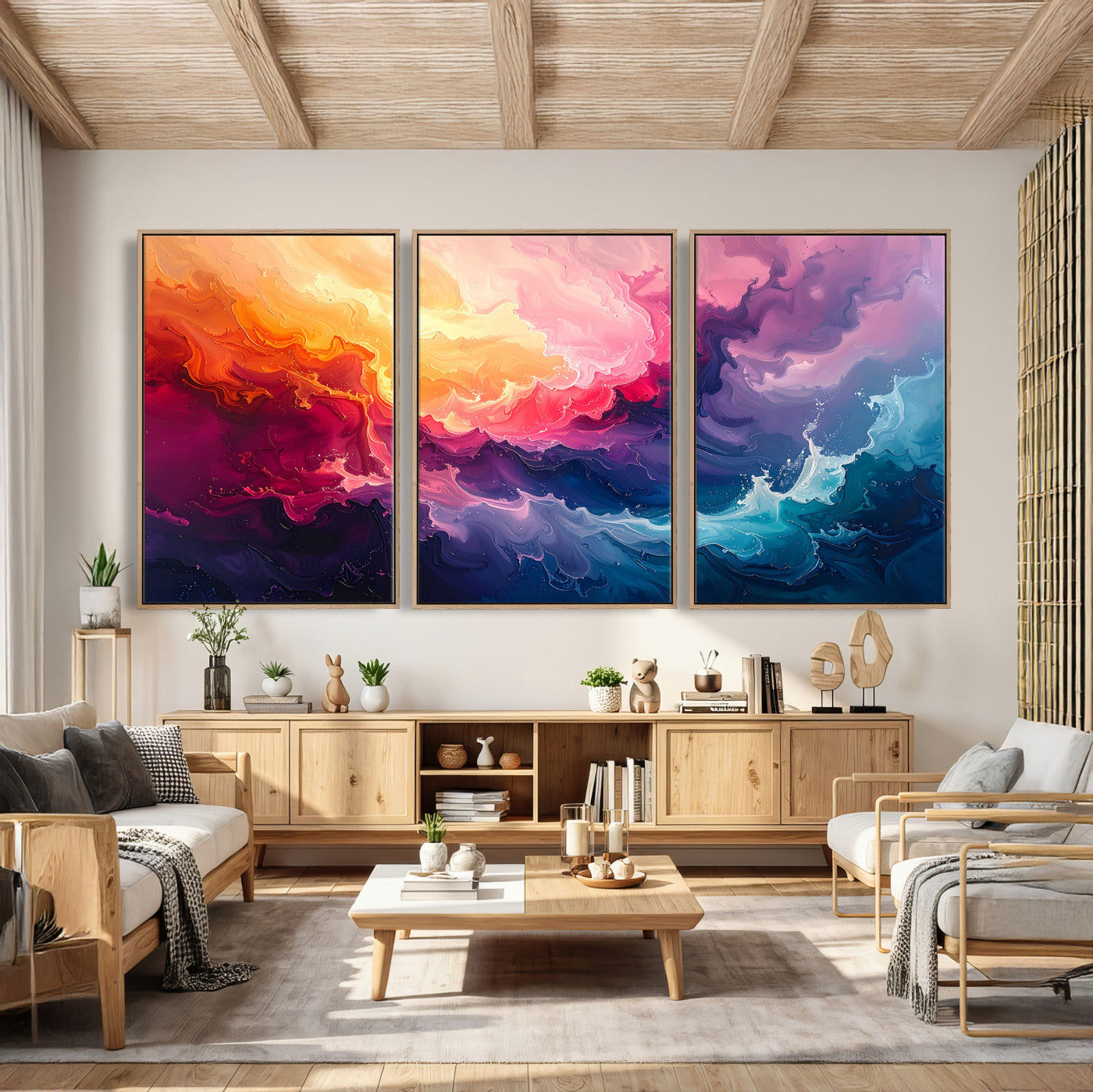 16157633-MGV-CV-36X24 - Large Colorful Abstract Canvas Wall Art Print, Vibrant Popup Color Art Print