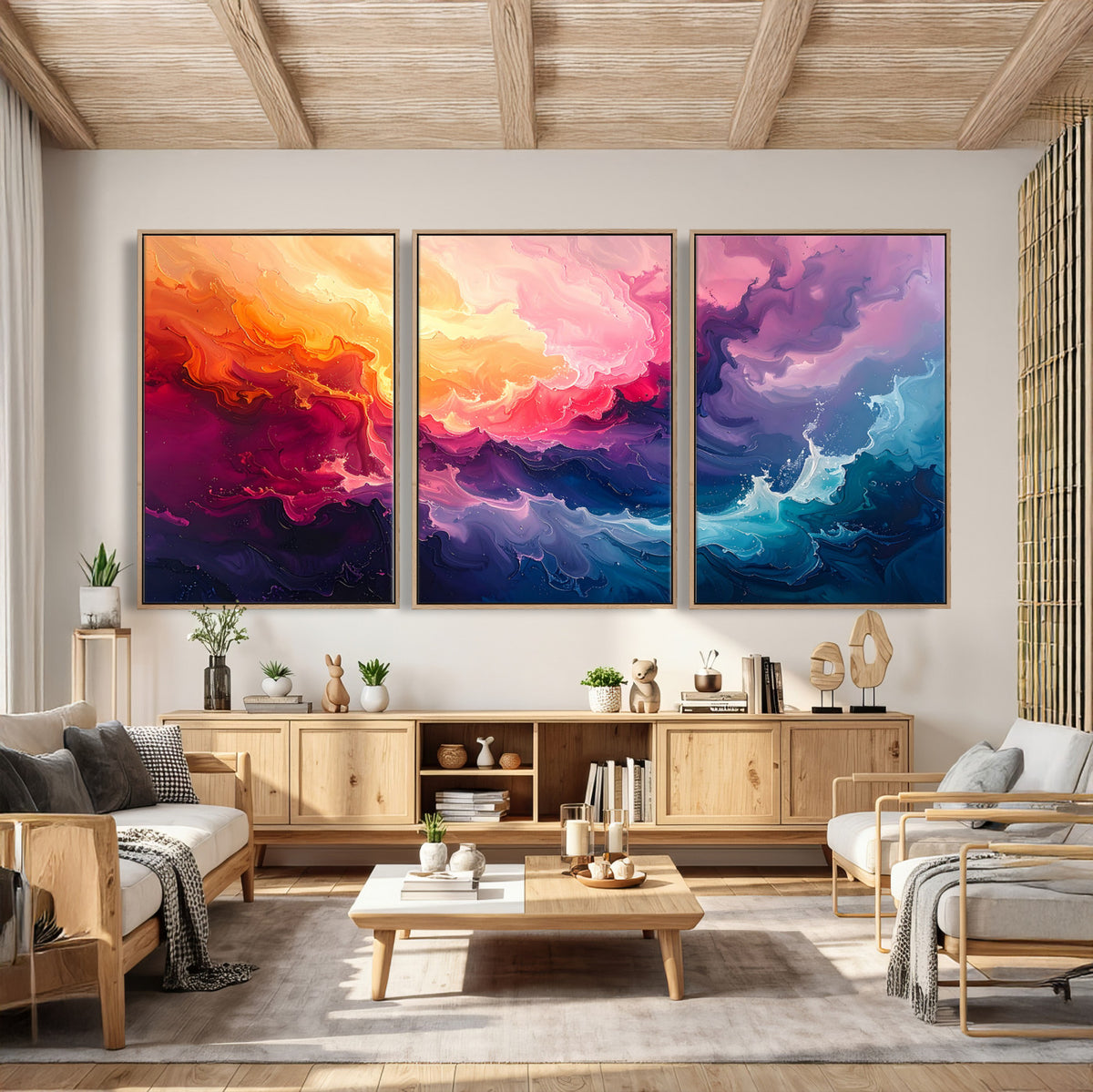 16157633-MGV-CV-36X24 - Large Colorful Abstract Canvas Wall Art Print, Vibrant Popup Color Art Print