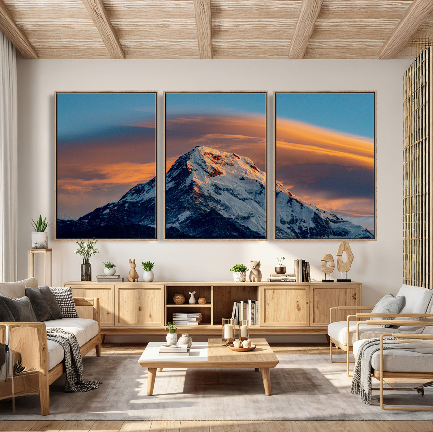73810927-MGV-CV-36X24 - Snow Mountain Canvas Wall Art Print | Alpine Peak Landscape, Winter Nature Photography, Large Mountain Decor