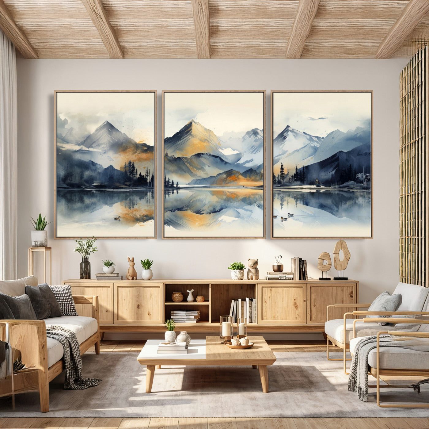 10196184T-MGV-CV-36X24 - Abstract Lake Mountain Wall Art Canvas Print