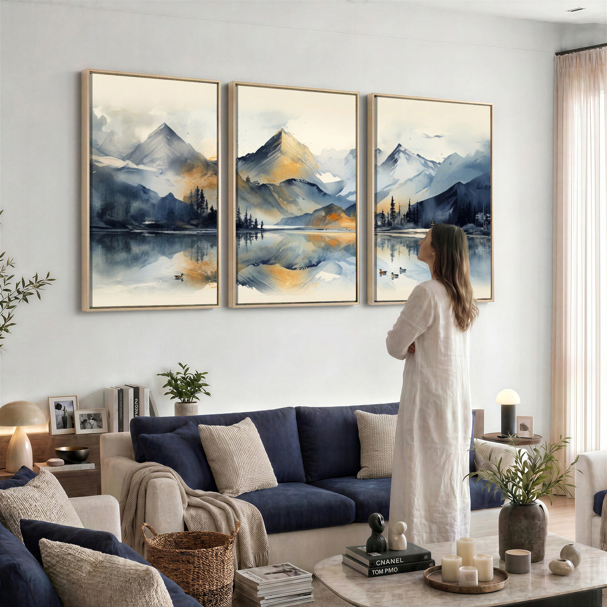 10196184T-MGV-CV-36X24 - Lake Abstract Mountain Wall Art Canvas Print