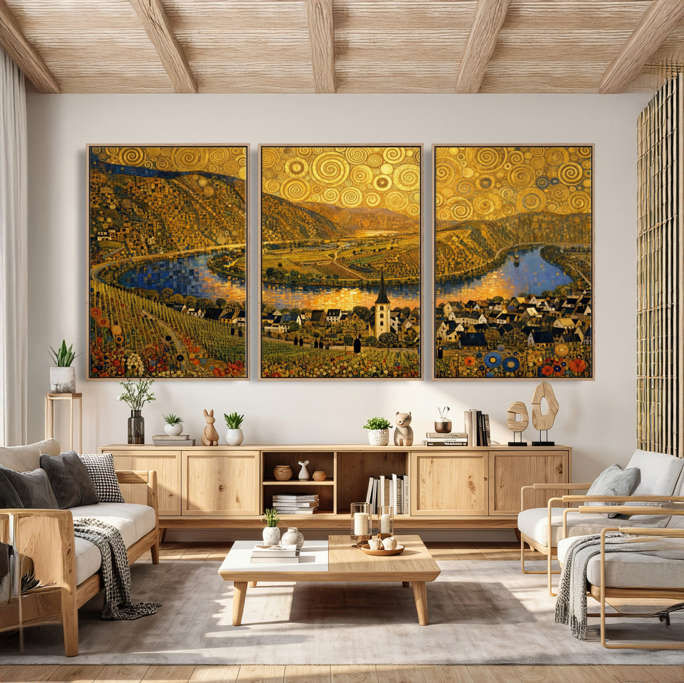 33713008-MGV-CV-36X24 - Gustav Klimt Style Mosel City Wall Art Canvas Print