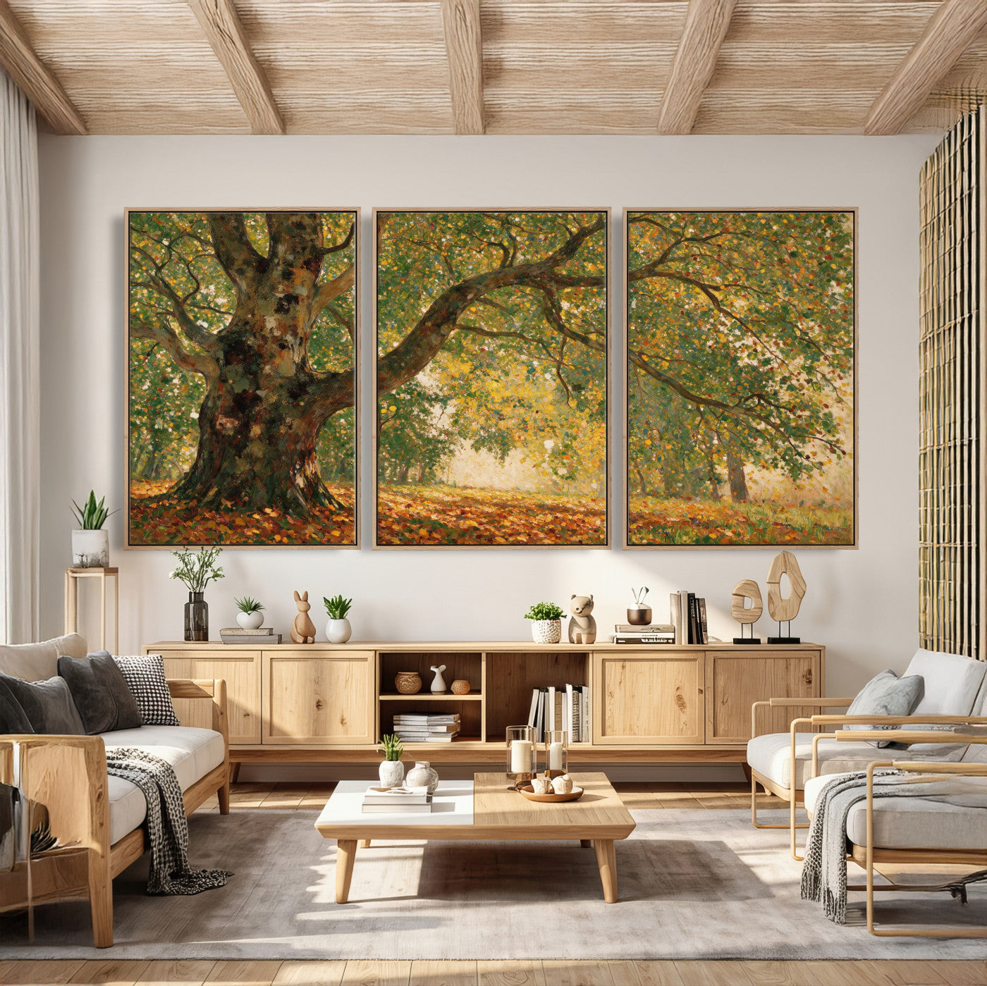 52555601-MGV-CV-36X24 - Claude Monet Style The Bodmer Oak Fontainebleau Forest Wall Art Canvas Print, Autumn Landscape Painting Print