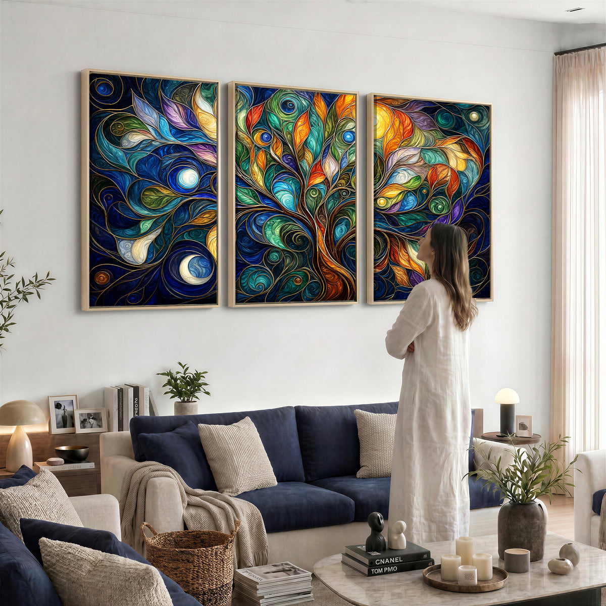 60127105-MGV-CV-36X24 - Psychedelic Tree Of Life Wall Art - Vibrant Swirl Cosmic Nature Decor
