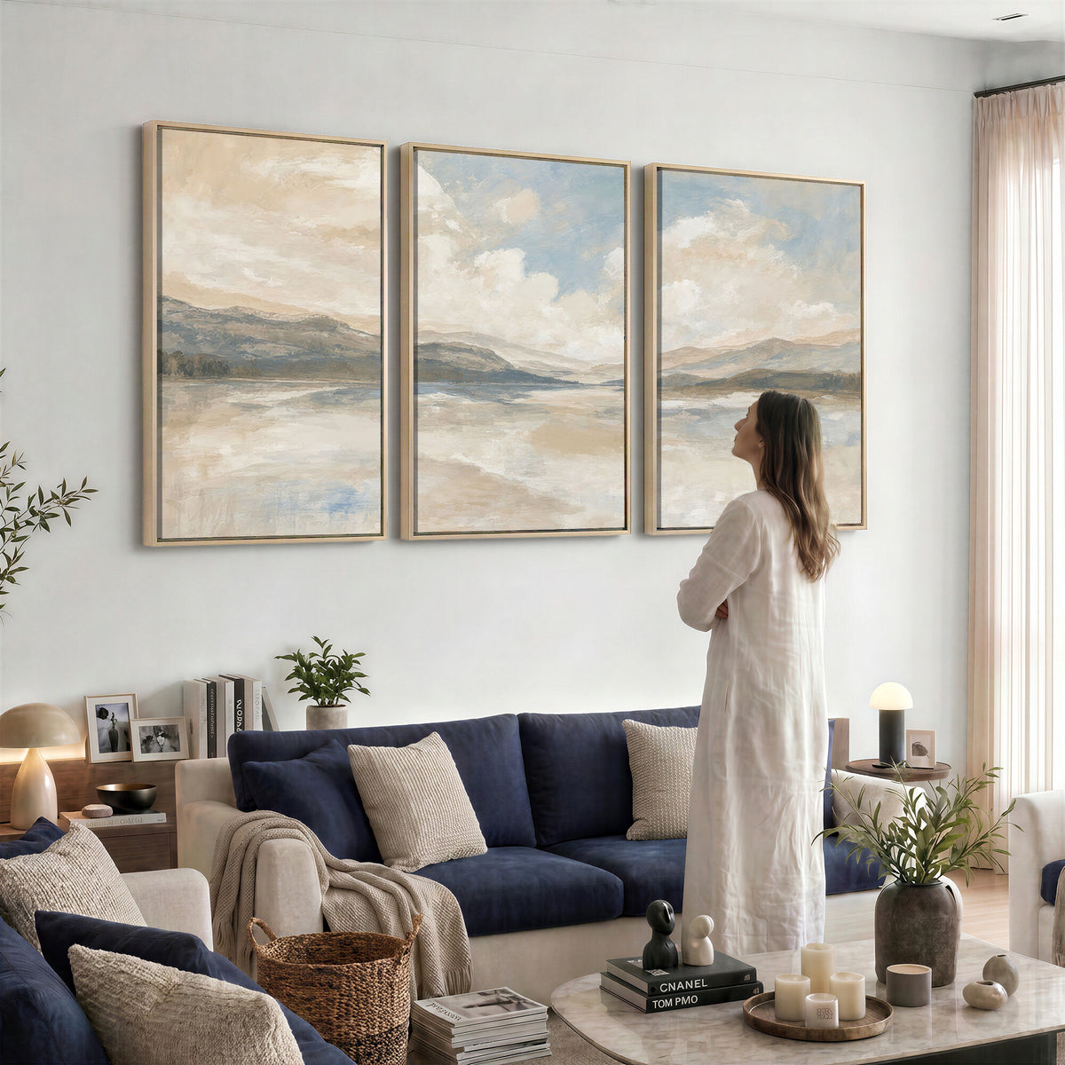 12998065-MGV-CV-36X24 - Serene Mountain and Lake Landscape Canvas Wall Art