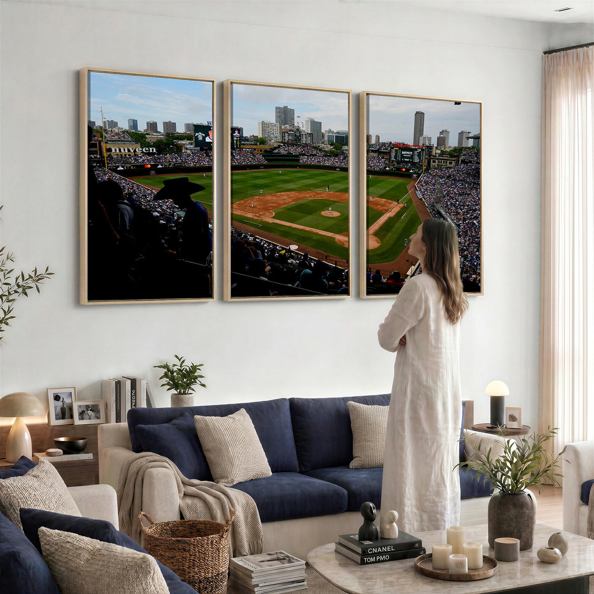 34859D-MGV-CV-36X24 - Chicago Cubs Baseball Team Print - Wrigley Field Stadium