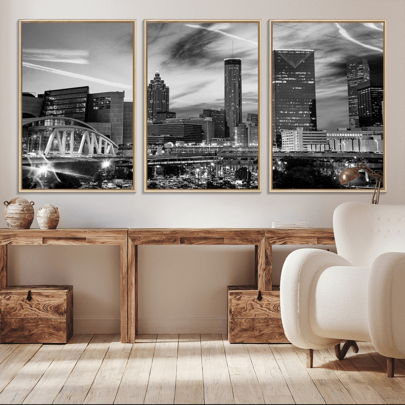 34800-MGV-CV-36X24-Black and White Atlanta Wall Art Canvas Print