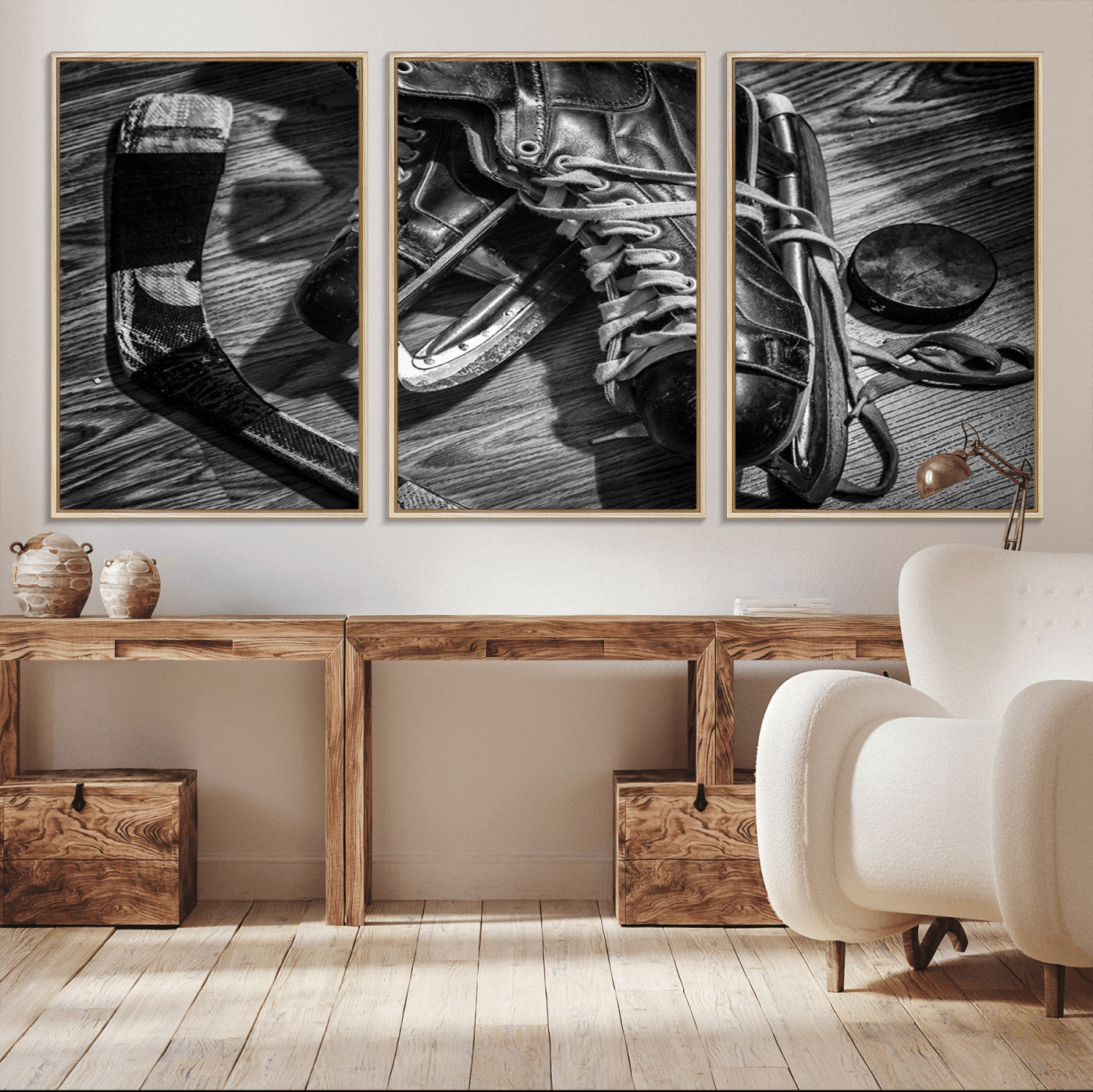 MGV-FC-60X30-3P - Old Pair of Mens Skates Wall Art Canvas, Men Skates Wall Art Print