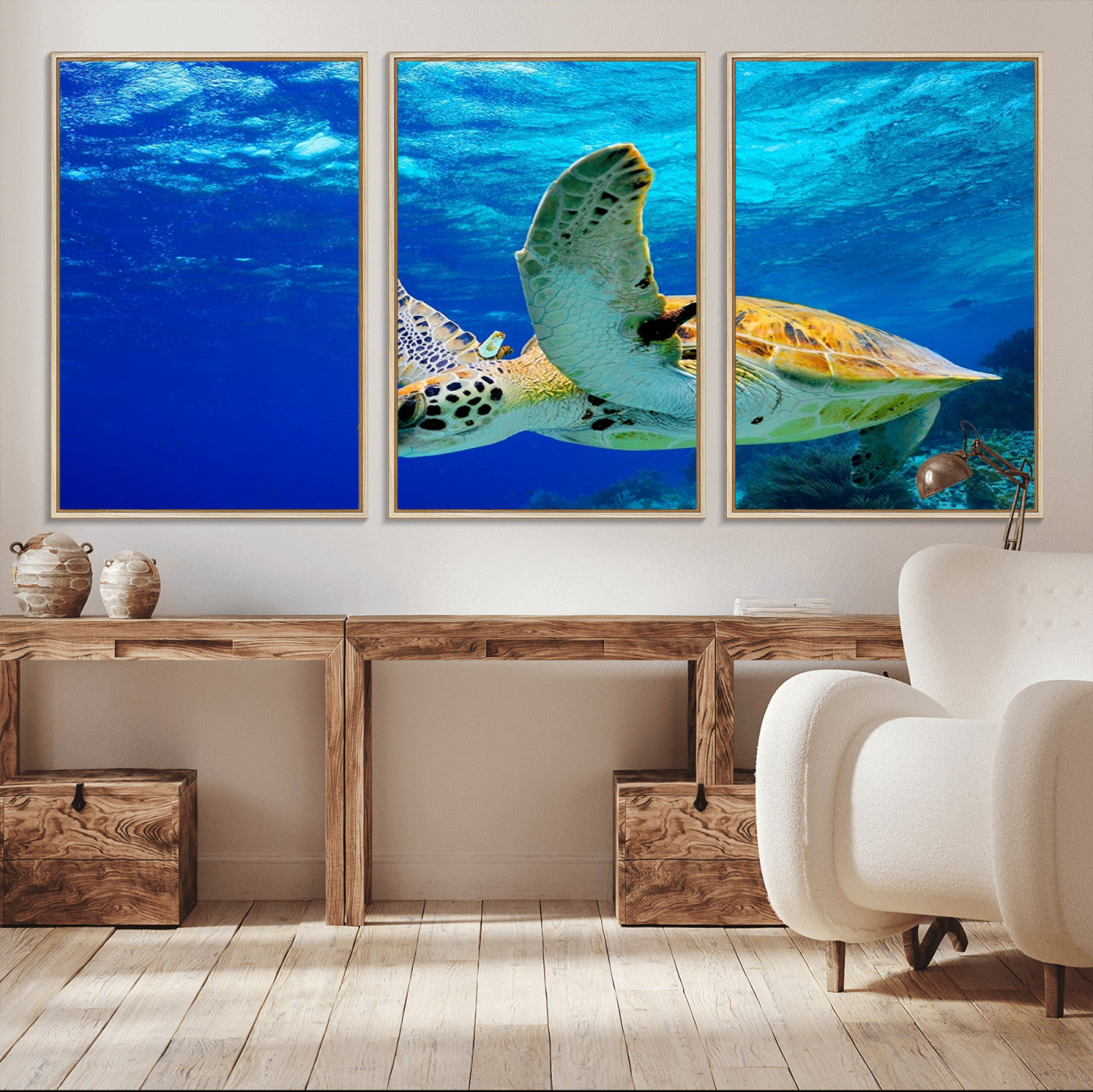 16292-MGV-CV-36X24-Sea Turtle Wall Art Canvas Print, Sea life in the Ocean Wall Art Printing
